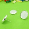6mm or 8mm Silver Plated Round Earring Tray Ear Stud Blank Base For Cabochon Bezels Setting 100 pcs/bag