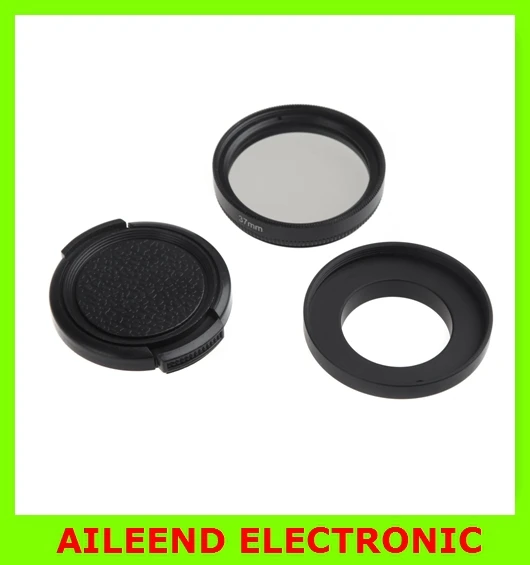 37mm CPL Circular Polarizer Lens Filter + Adapter + Protective Cap Set for 3 3+