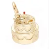 Wholesale alloy gold or silver 3 dimensional birthday cake charm