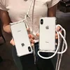 2019 transparent Phone Case withPhone Case with Cord Strap adjustable length transparent phone case for iPhone X XR XS