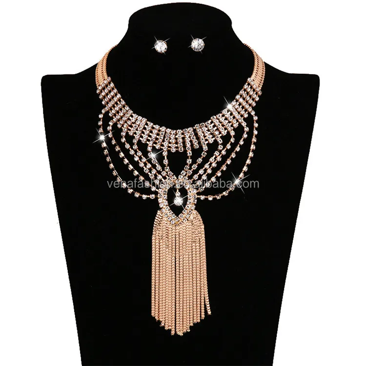 diamonds tassels chinese gold wedding women jewelry set