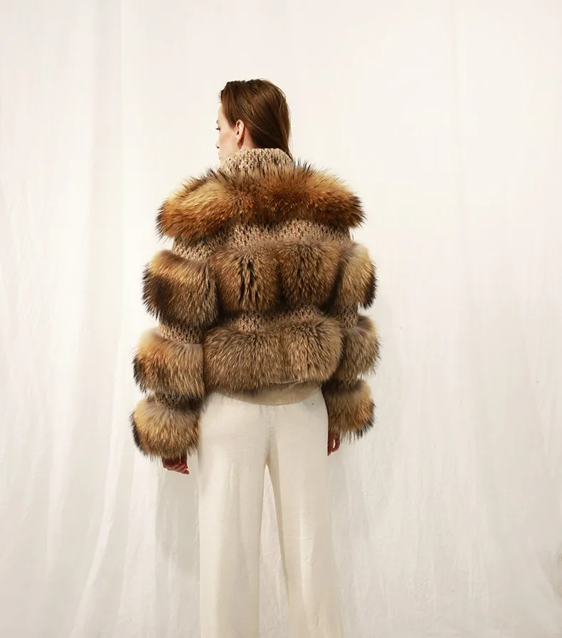 new fashionable style lady's real raccoon fur ja