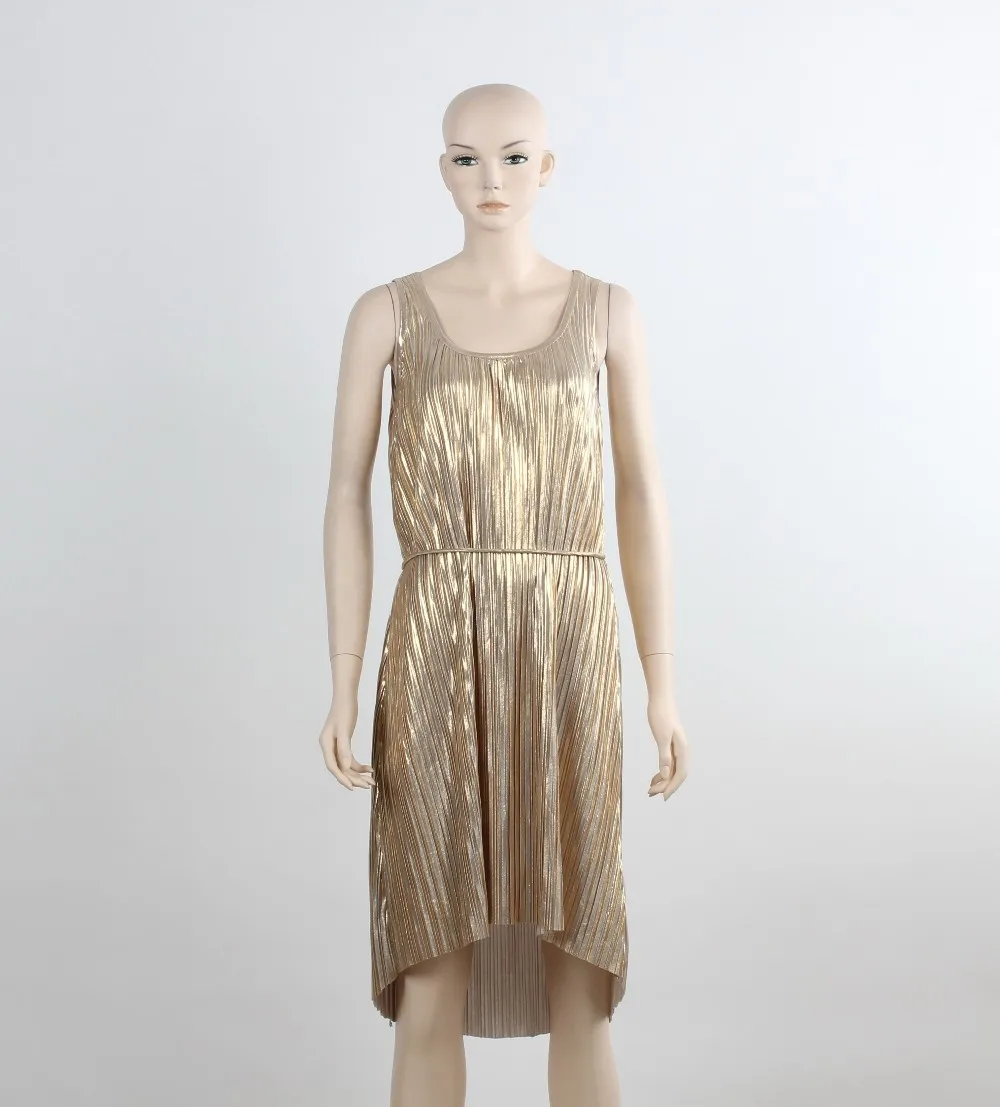 gold pleated gown