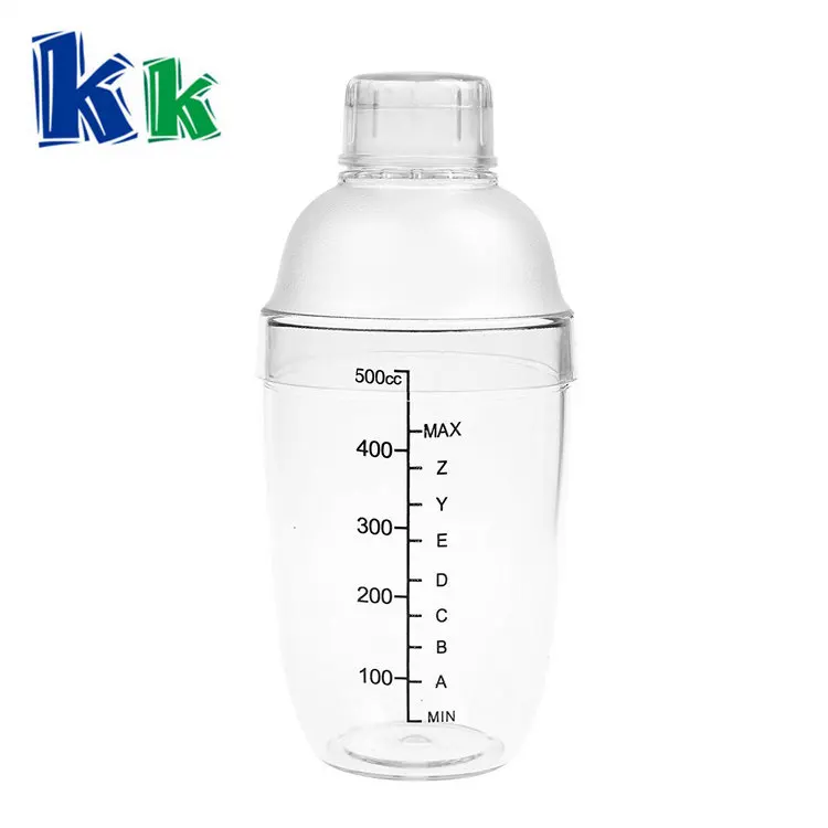 16-Ounce Plastic Drink Mixer Cocktail Shaker with Built-in Strainer Jigger Cap 16-Ounce Plastic Drink Mixer Cocktail Shaker with Built-in Strainer Jigger Cap