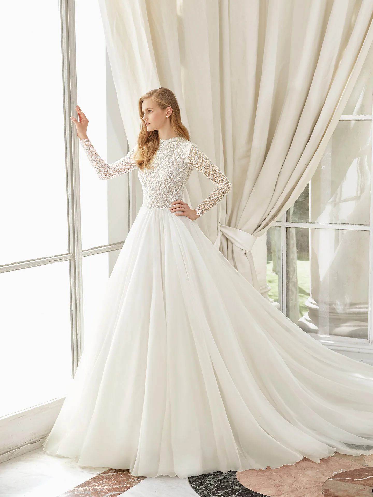 long sleeve white bridal dress