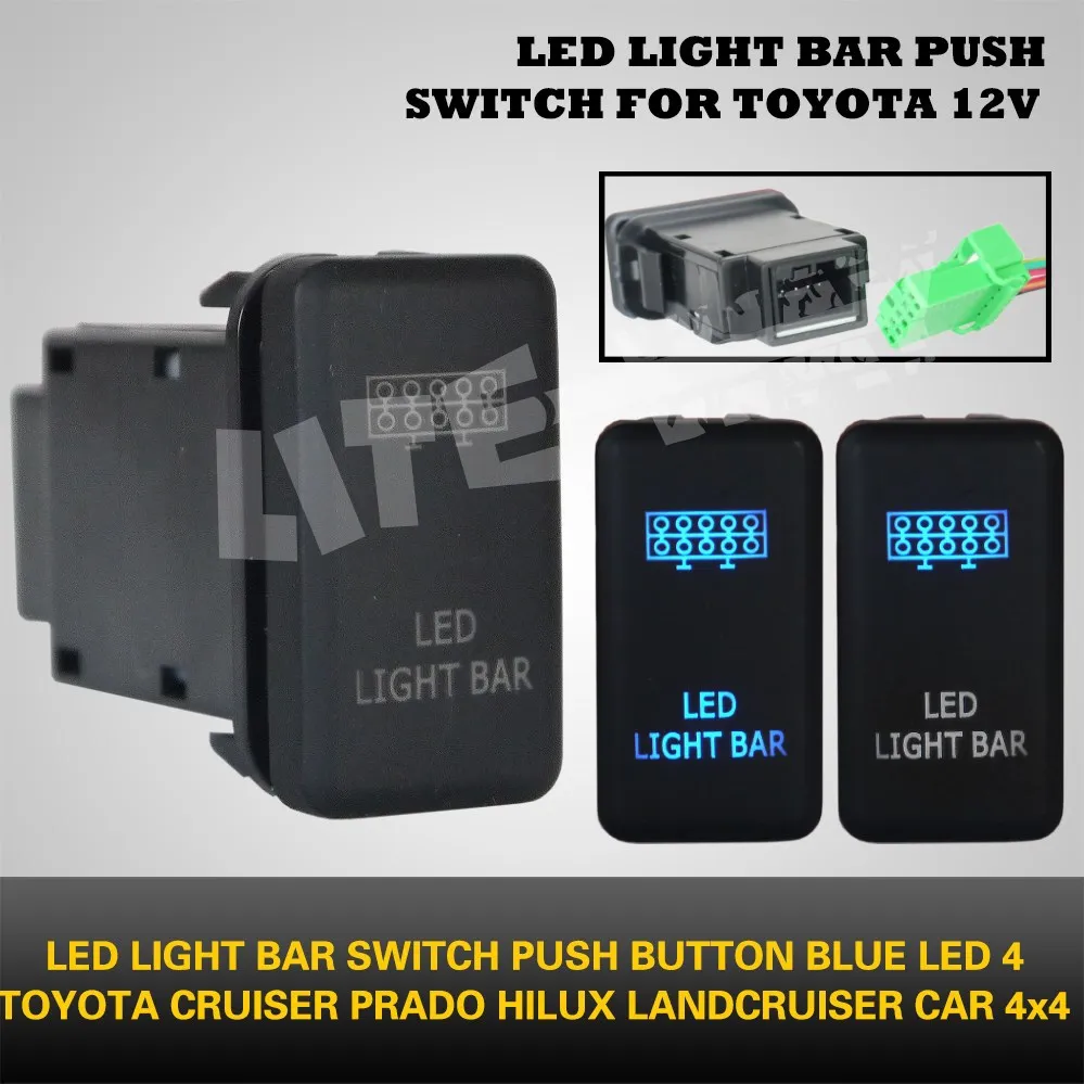 Push Switch LED LIGHT BAR 807NG Fits Toyota Hilux, Kluger, FJ Cruiser, Prado 120, HiAce, Landcruiser Etc. Dual LED In Light Green - AIR ON BOARD (AOB - Foto 10