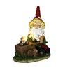 Polyresin Lighted Trolley Garden Gnome Statue and Rabbit for Spring Decoration