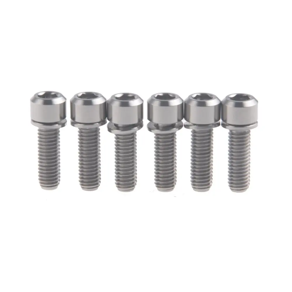Wanyifa Titanium Bicycle Stem M5x18mm Hexgon Allen Head Gold Bolt with Washers pack of 6 (Natural)
