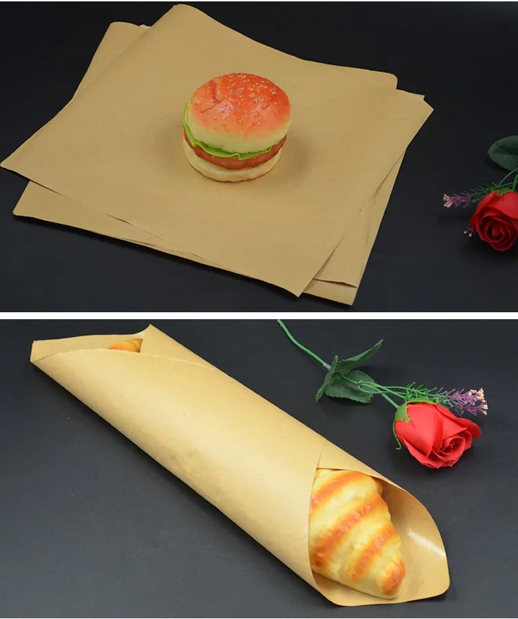 Custom Food Wrapping Brown Kraft Paper High Grade Greaseproof Paper