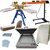NEW condition 4 color 4 workstation screen printer plate type screen printing machine with some supplies kit
