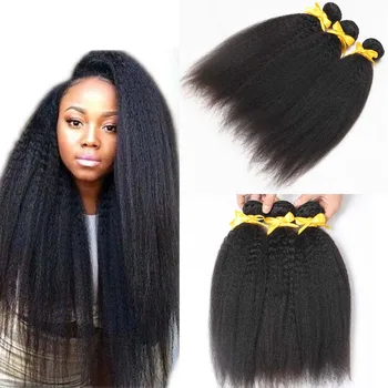Brazilian Remy Virgin Hair Coarse Yaki Human Hair Weaves Italian