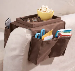 6 Pocket Sofaside Armchair Caddy Arm Rest Organizer With Table Top