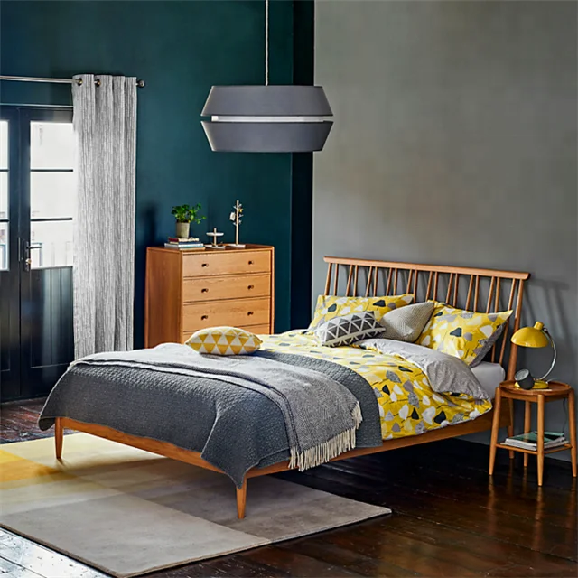 Hot Sale French Low Foot Board Solid Oak Upholstered Bed For Bed Room