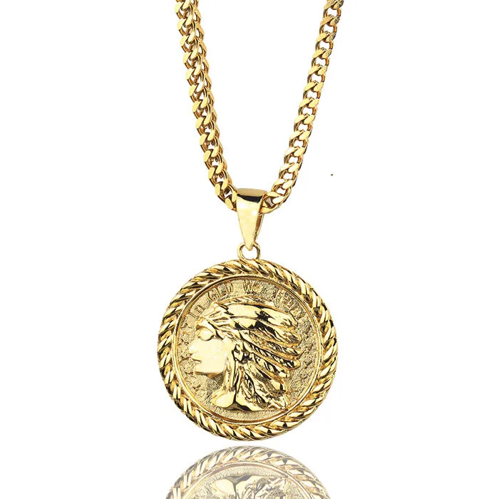 Fashion Hip Hop New Design 18k Gold Indian Chief Coin Pendant,Tanishq ...