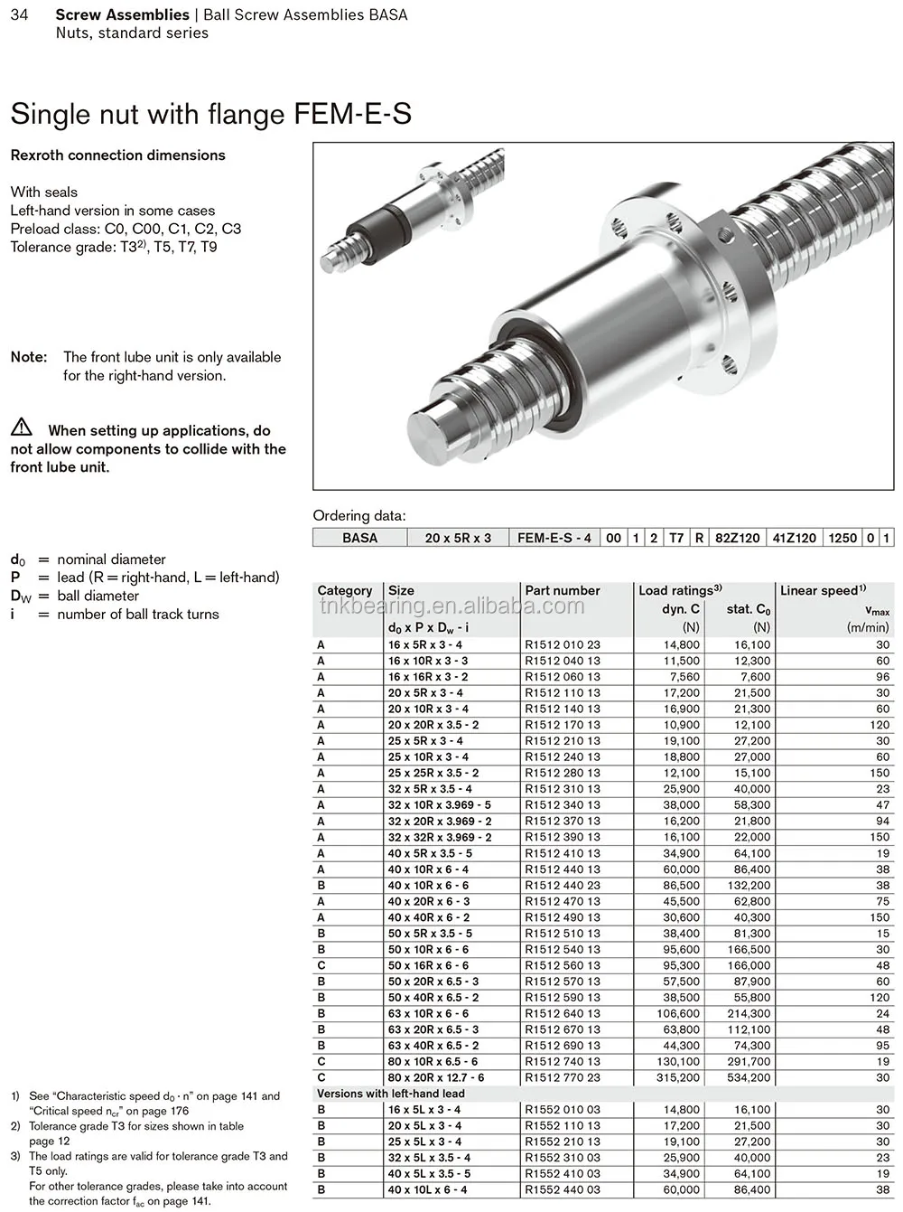 Germany Original Rexroth Ball Screw Assemblies Basa Ballscrew Nut For
