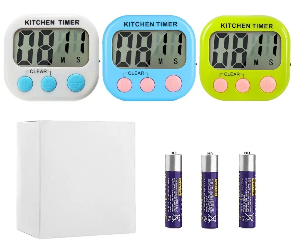 Digital Kitchen Timer - Magnetic Back And ON/OFF Switch,Minute Second Count Up Countdown,4 Pack