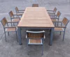 Outdoor restaurant aluminum frame teak dining table and chair set