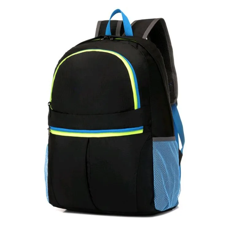 Nylon Zipper Solid Color Back Pack Men Women Folding Shoulder Backpack