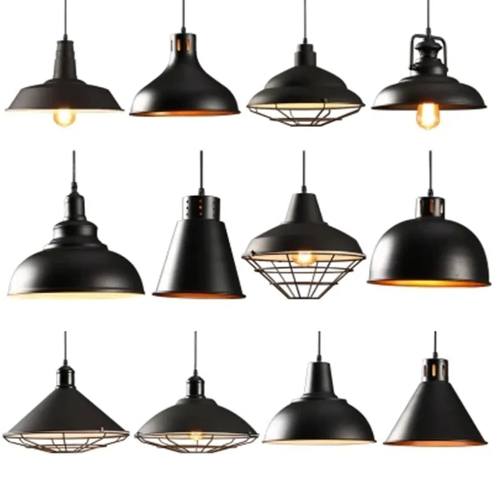 Retro restaurant bar black lights design lighting hanging antique industrial  pendant lamp
