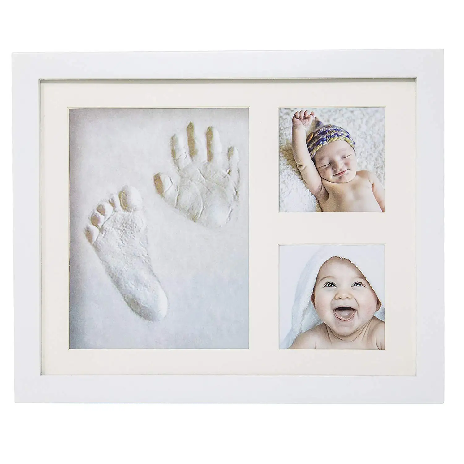 Diy Baby 12 Month Handprint And Footprint Photo Clay Baby Print Frame ...