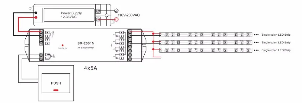 Sunricher Single Color Wall Mounted One Zone Dim Remote SR-2801K1