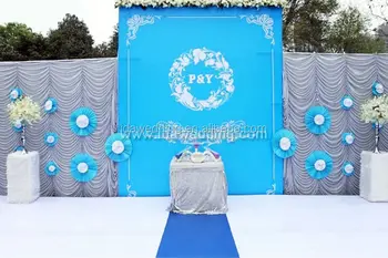 Ice Silk Royal Blue Wedding Stage Background Curtain Decoration