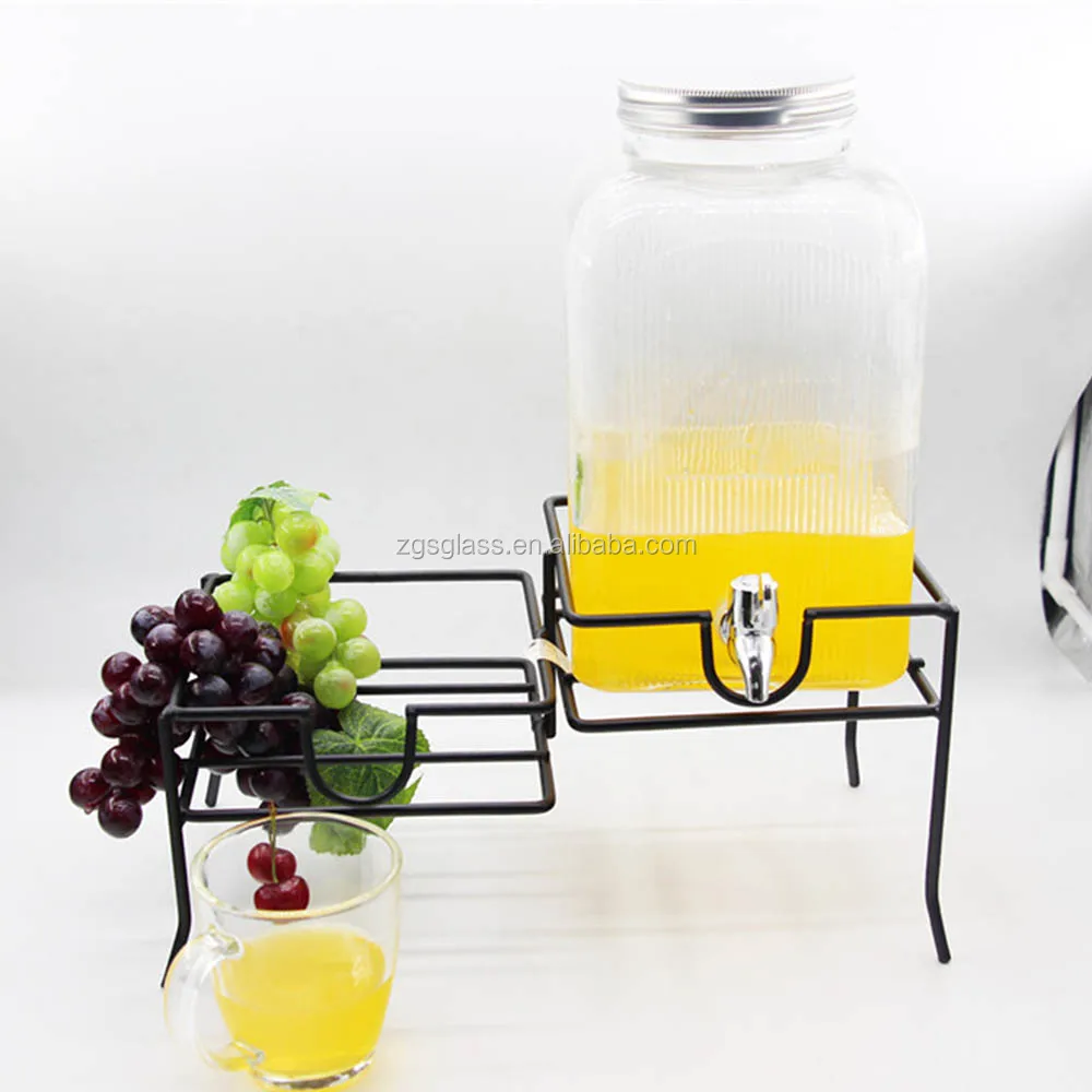 6 Liter/10 Liter Cheap Glass Drinks Beverage Juice Wine Dispenser Bottle With Metal Holder Buy