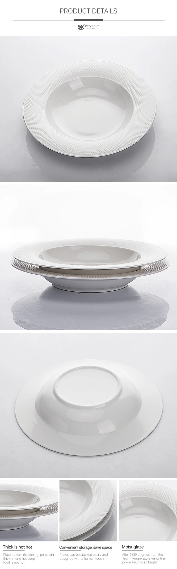 Outdoor lifestyle Restaurant Tableware Table Soup Bowl, Grid Style China Porcelain Soup Plate Round Plate^