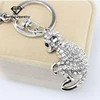 Factory direct sale cheap cute monkey keychain silver metal keyring with full crystal gift wholesale