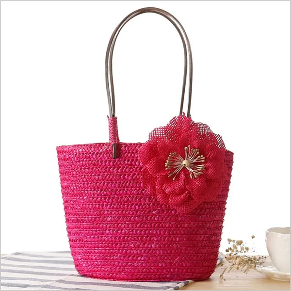 Wholesale Summer Flower Straw Beach Bag Buy Straw Beach Bag,Flower