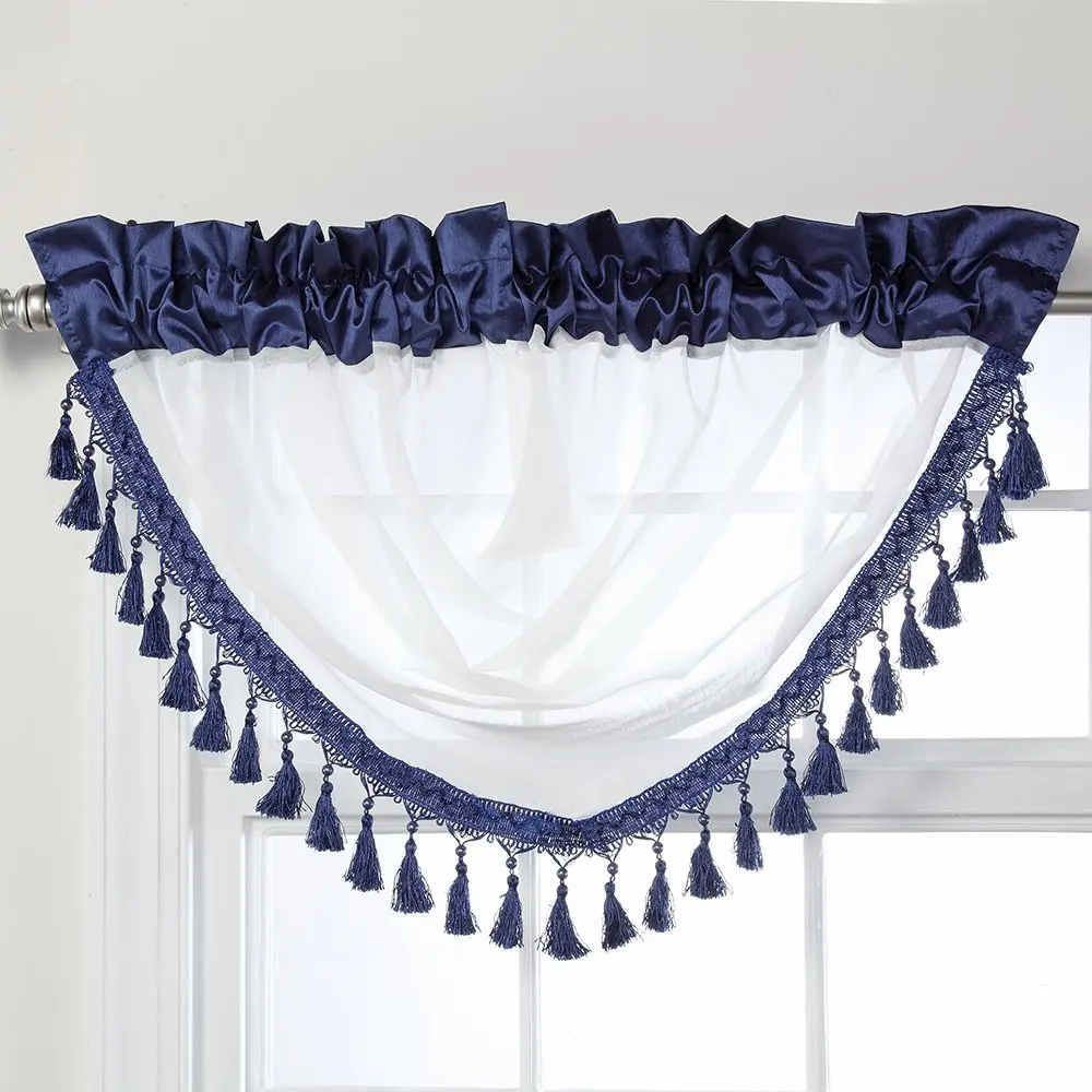 47 X 38 Garnet Stylemaster Home Products Stylemaster Haley Printed Sheer Waterfall Valance