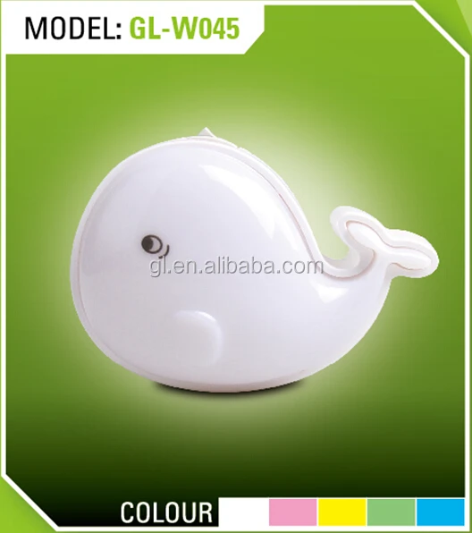 W045 cute cartoon whale shape 3SMD mini switch plug in night light 0.6W AC 110V or 220V