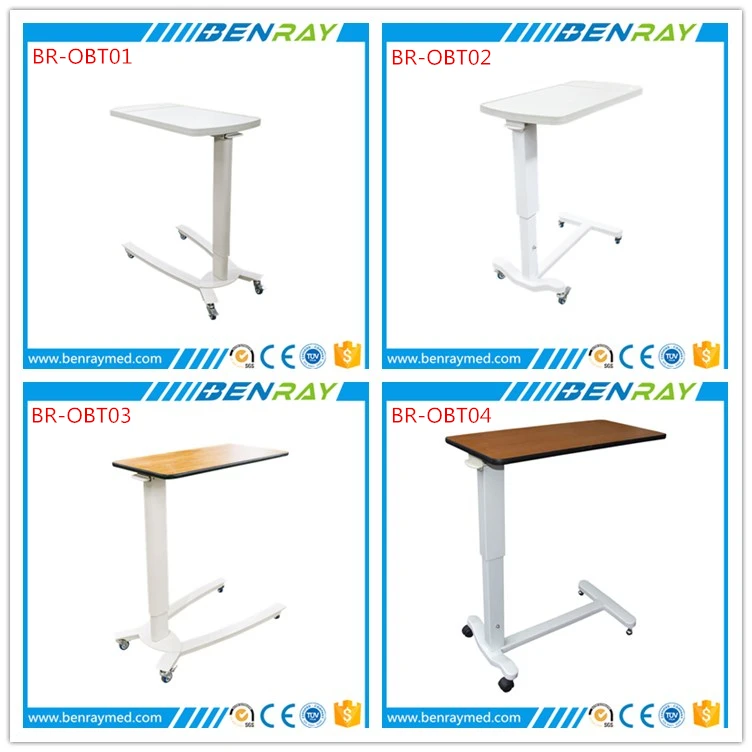 Brobt03 Gasspring Hospital Overbed Table Patient Tabels Dining Tables