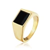 Hainon rings for men Titanium steel Mysterious black stone wedding rings gold color wholesale Support engraving logo