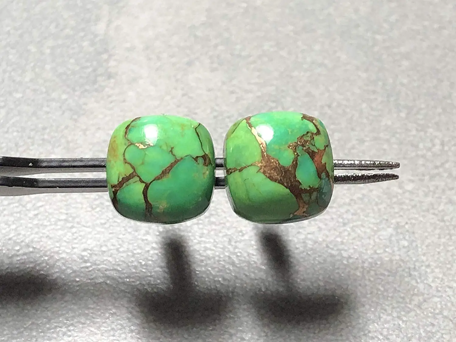 10mm Cushion Green Copper Turquoise and Sterling Silver Post Earrings