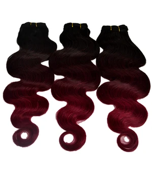 Brazilian Human Hair Ombre Two Tone Red Wine Wefts Ombre Hair