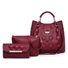 Wholesale fashion trend manufacturers leather 3 PU pcs young women tote hand bags ladies bags handbag sets for girls