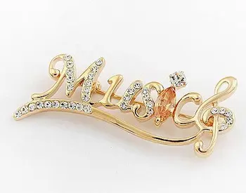 Rhinestone Letter Brooch Pins