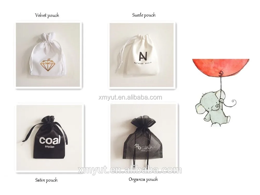 Cheap High Quality Custom Printed Organza Bags Jewelry Gift Cosmetic Packaging Bag with logo Ribbon
