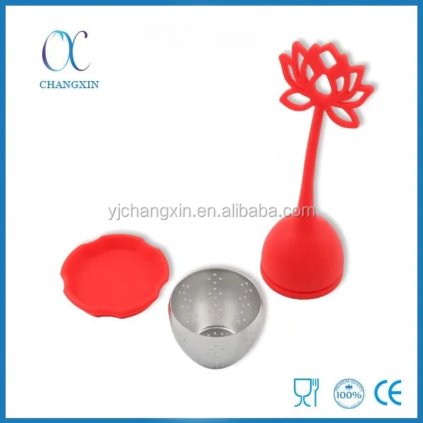 Silicone Tea Infuser Flower Lid Handle Stainless Steel Strainer Mesh
