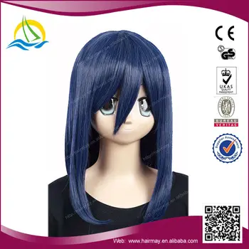 dark blue anime wig