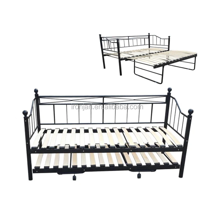 Barato moderno marco de Metal de hierro forjado sofá cama con cama nido Y