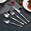 Luxury New Design!! Metal 304 Black Golden Rose Golden Stainless Steel Cutlery Set Tableware set Matte Polish set