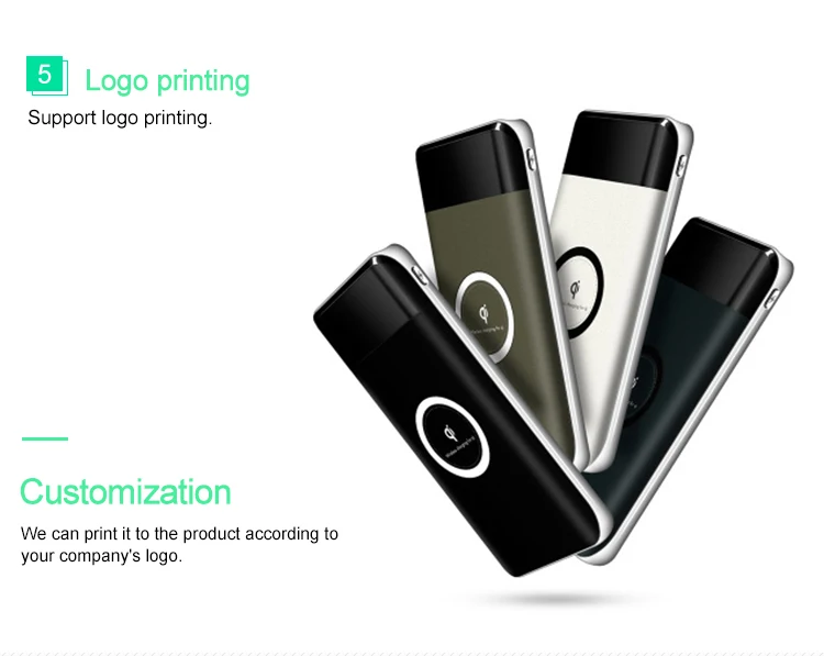 logo custom portable Qi standard mobile phone wireless charger slim power bank 10000mah with lcd display - ANKUX.COM