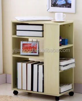 Modern Design Wooden Movable Bookshelf With Wheels Buy Wooden