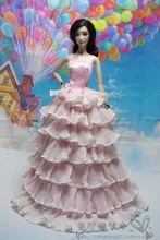 New arrival 1pcs Fashion Lace pink handmake Princess Dress Weddig Gown Clothes Party Outfits For Barbie doll