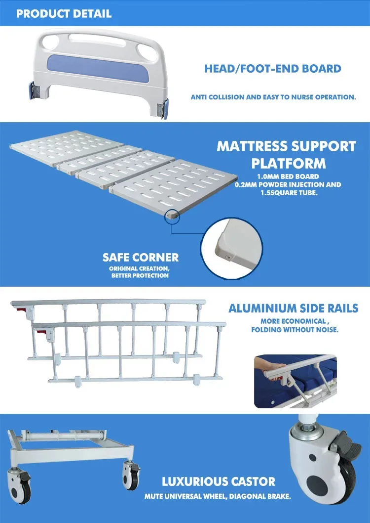 Modern Medical Equipments Routine Dimensions Hospital Bed Three