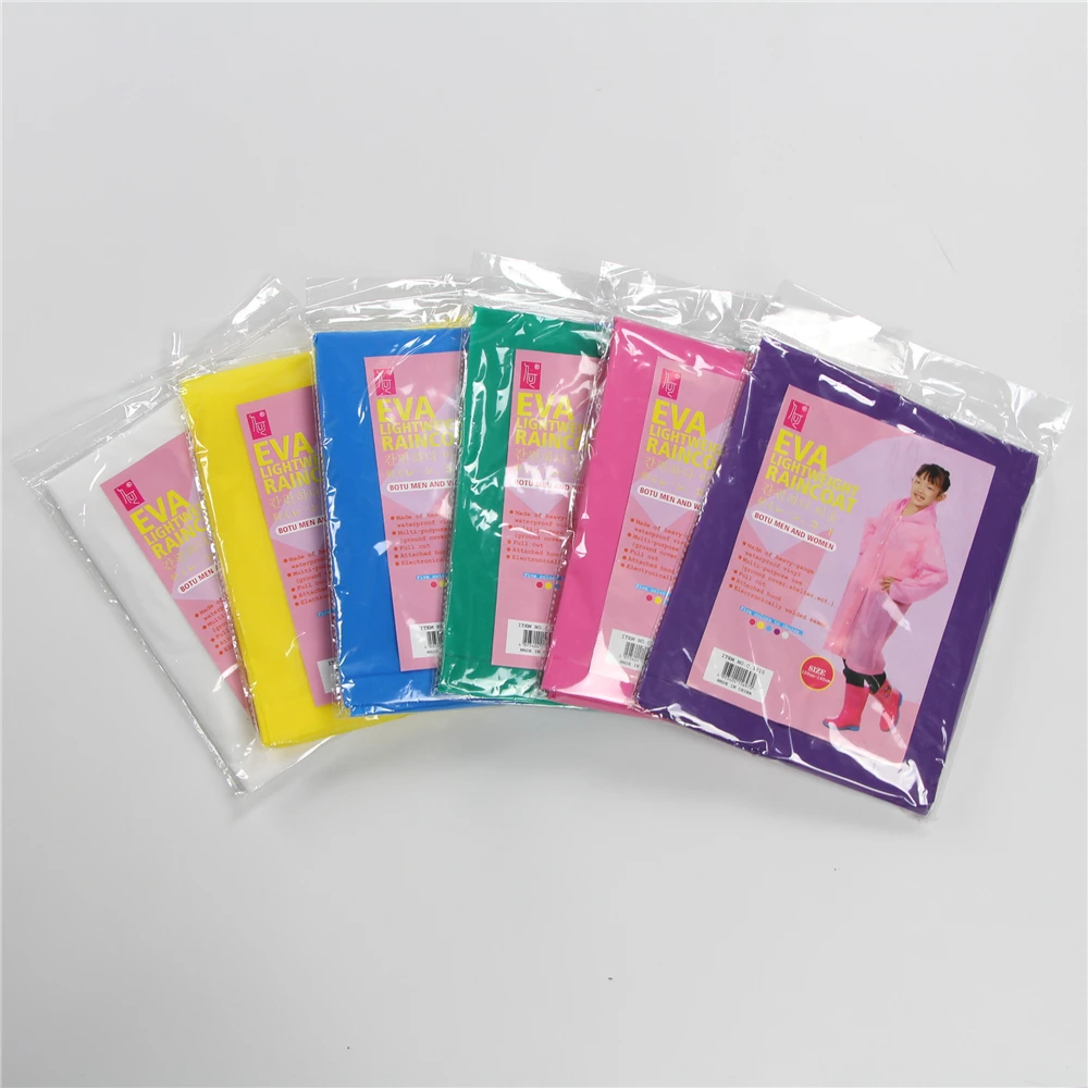 EVA transparent kid clear raincoat with black trim