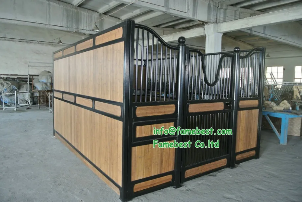 Black Powder Coated 12ftx12ft European Horse Stalls Fronts And Horse