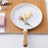 Home goods round wood handle ceramic dinner plate set dishes marble plates for food